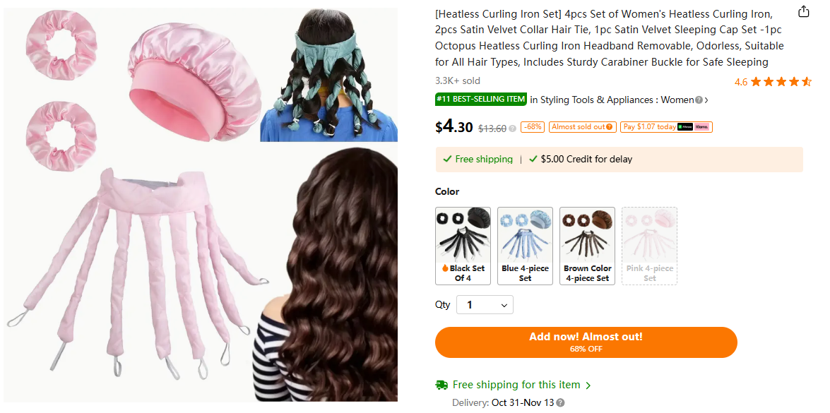 Heatless Curling Rod Headband 